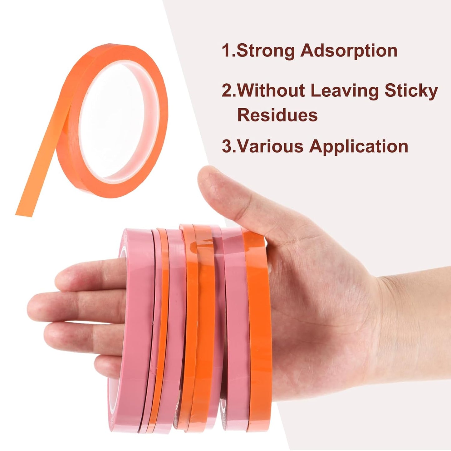MECCANIXITY 10 Rolls Whiteboard Tape Graphic Chart Tape 12mm 54.7 Yard Art Tape Thin Self-Adhesive Pinstripe Tape Masking Tape for Gift Wrapping Craft Supplies, Orange