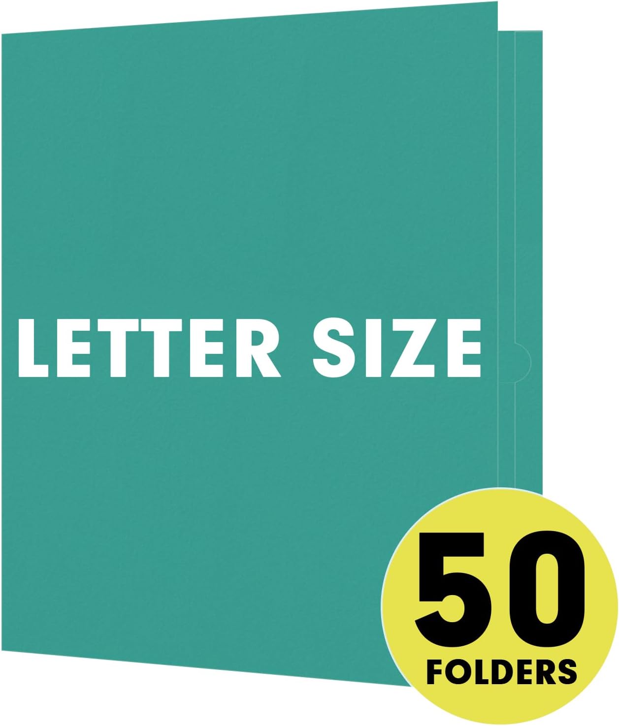 Two Pocket Folders, RAZCC 50 Pack 2 Pocket Folders Fit Letter Size Paper, Paper Folders with Pockets for School Office Business Home, Turquoise