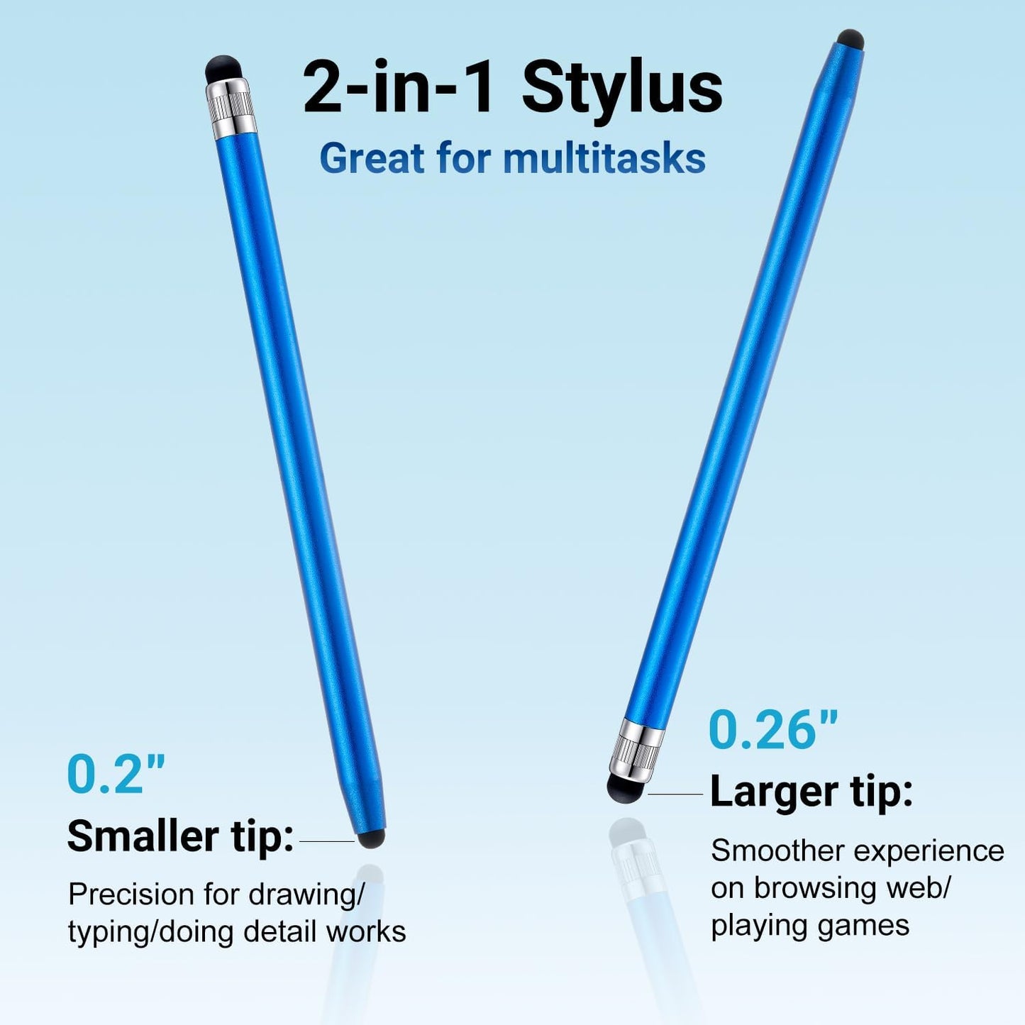LINFANC 12Pcs Blue Stylus Pen for Touchscreen, 2-in-1 High Precision & Sensitivity Stylus Pen for iPhone/iPad/Android Smartphones and Tablets Compatible with All Touch Screens