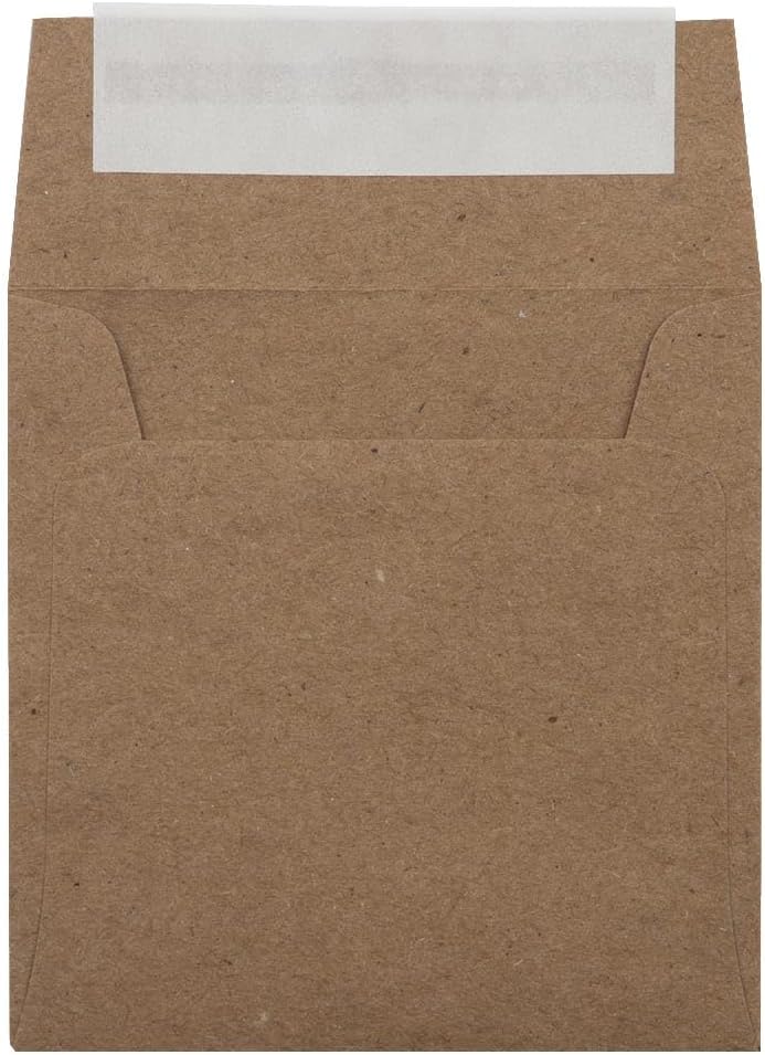 LUXPaper Square Invitation Envelopes | Peel & Press | 3 1/4" x 3 1/4" | Grocery Bag Brown | 70lb. Text | 50 Qty