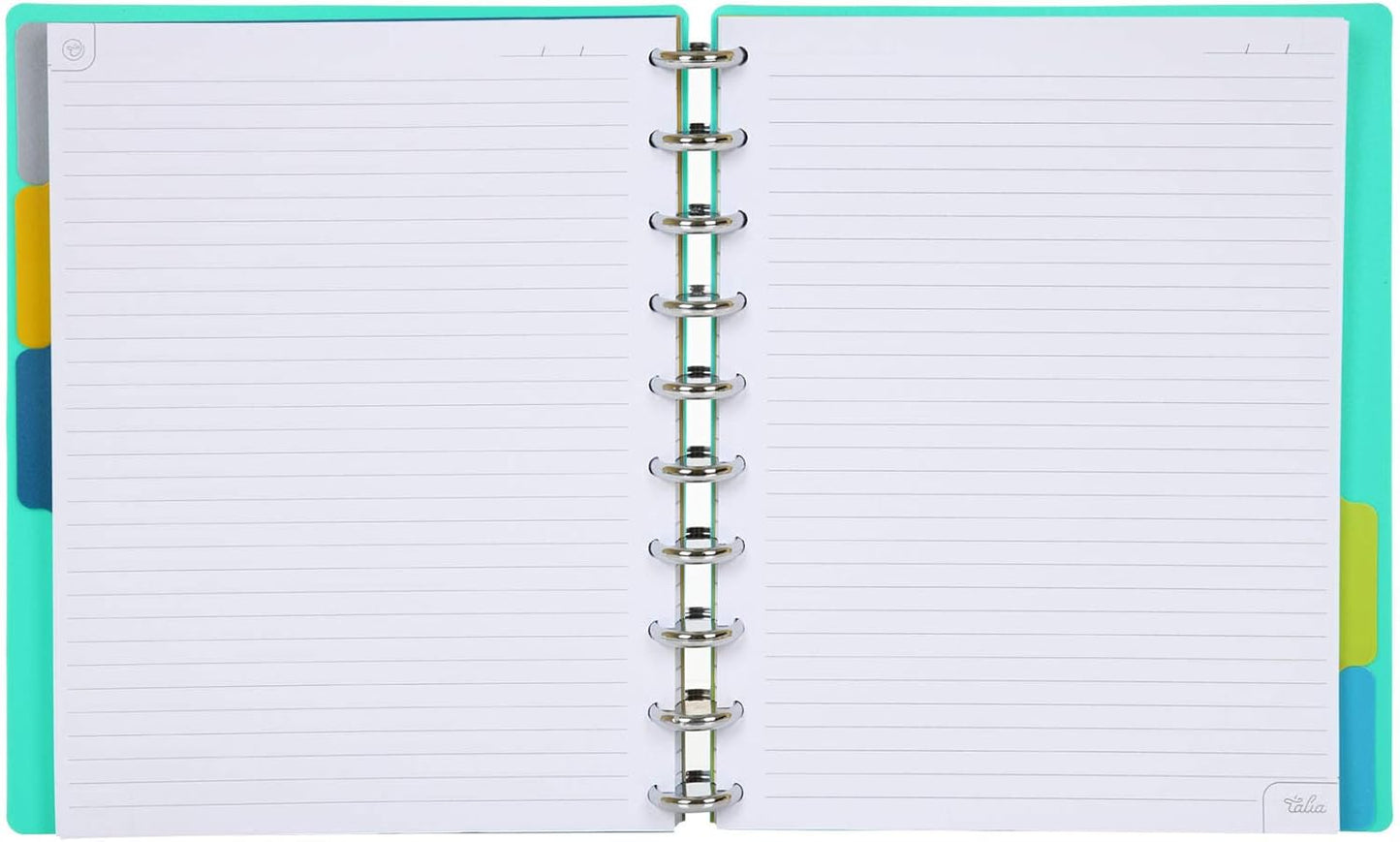 Talia Discbound Notebooks, Planner, Customizable, (yCelestial Turquoise w/Silver Discs, Midsize (7.5in x 9.75in))