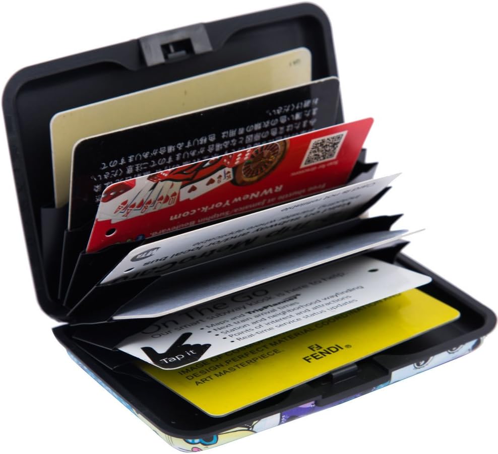 ELFISH Mini RFID Aluminum Wallet Credit Cards Holder Business Card Case Metal ID Case for Men Women (Color cat)