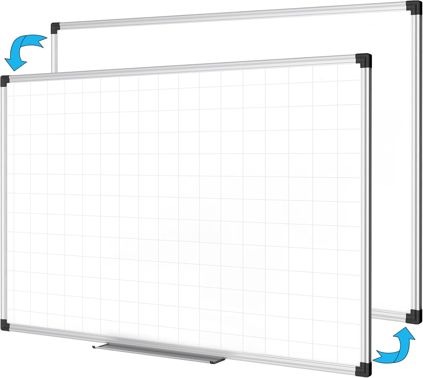 XBoard Magnetic Dry Erase Board with Lines 48 x 36 Inch, 4' x 3' Double Sided Hanging White Board Planner for Wall | Grid Lined White Board + Message Presentation Board