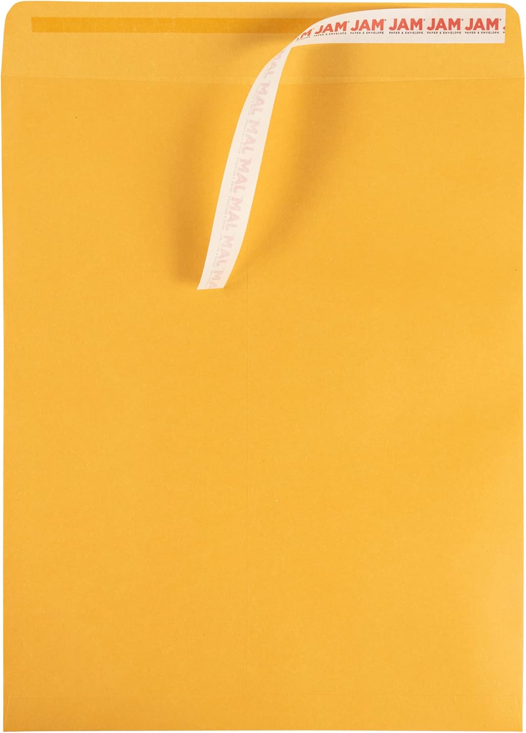 JAM PAPER 11 1/2 x 14 1/2 Open End Catalog Commercial Envelopes with Peel and Seal Closure - Brown Kraft Manila - 100/Pack