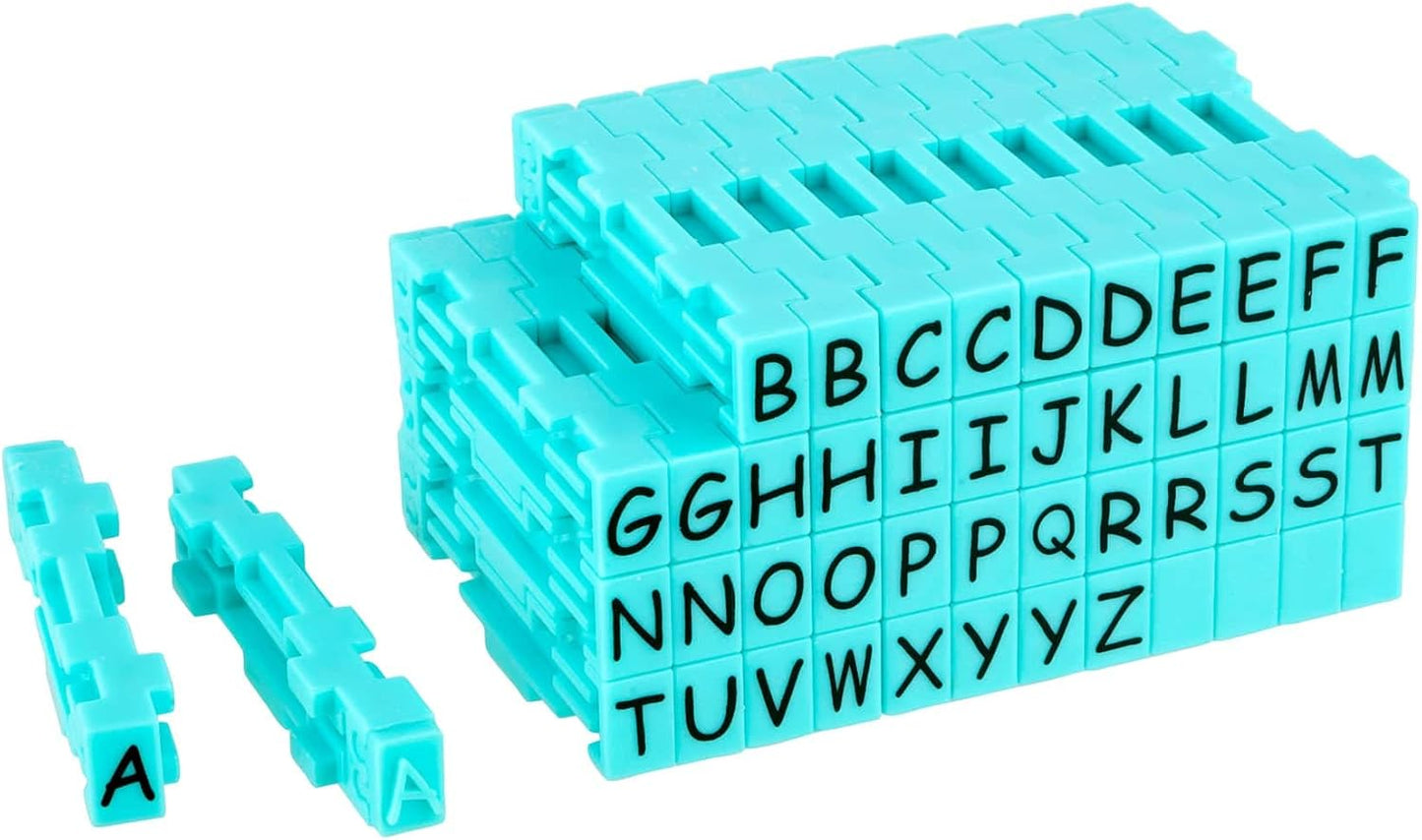 Uppercase & Lowercase Clickable Alphabet Stamp Set Bundle - 48 Lowercase & 48 Uppercase DIY Craft Stamps, Interlocking Design for Custom Words & Phrases, Scrapbooking, Journaling & Cardmaking