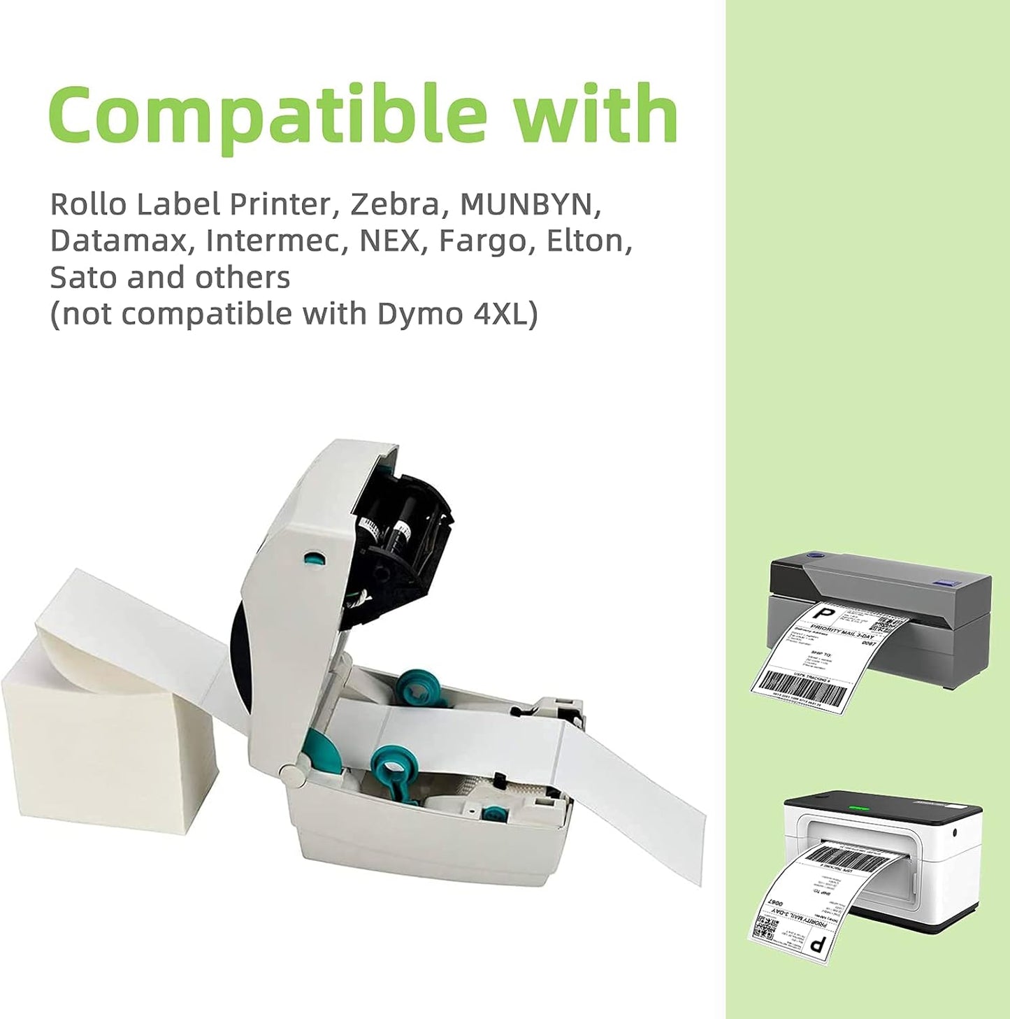 8 Stacks 4" x 6" Fanfold Direct Thermal Labels, 4000 Labels (500/Stack), Compatible with Zebra, Rollo, MUNBYN, NELKO Printers