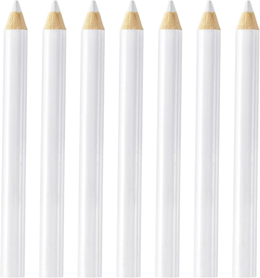 7PCS Fabric Pencils for Sewing, White Water Soluble Sewing Fabrics Maker, Tailors Chalk for Cloth Wipe Quilting, Fabric Pencil for Dressmakers DIY Crafts (8.75 cm)