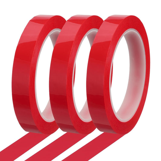 MECCANIXITY Whiteboard Tape 5/8" x 72 Yard Pinstripe Graphic Chart Line Grid Marking Tapes for Classroom Office Dry Erase Board Art, Red, Pack of 3