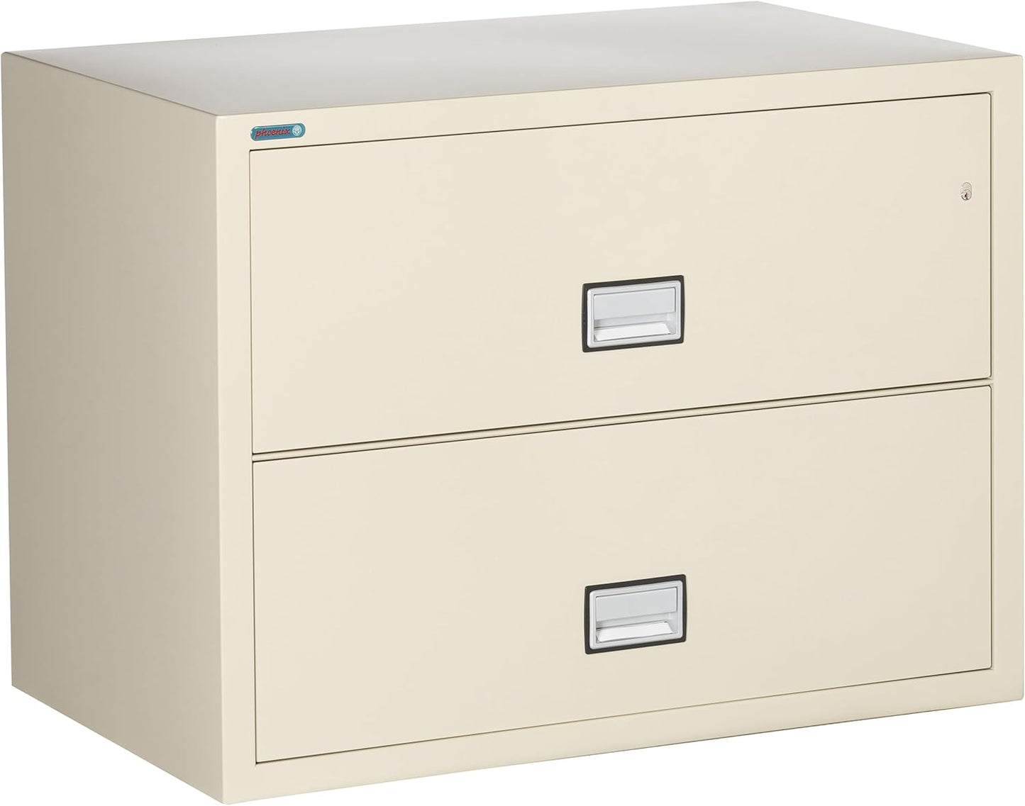 38 inch Wide 2-Drawer Lateral Fireproof File Cabinet – Legal and Letter Size Filing – Key Lock – Water Resistant – Fire Safe and Impact Rated – Putty Finish – Model LAT2W38P