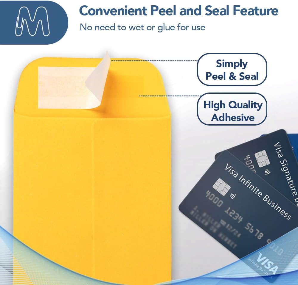 MOS #1 Gold Coin Envelopes 2.25 x 3.5 Inch 550 Pack — Self-Seal Yellow Small Envelopes for Coins, Seeds, Small Parts, Collectibles, Jewelry, Craft Storage