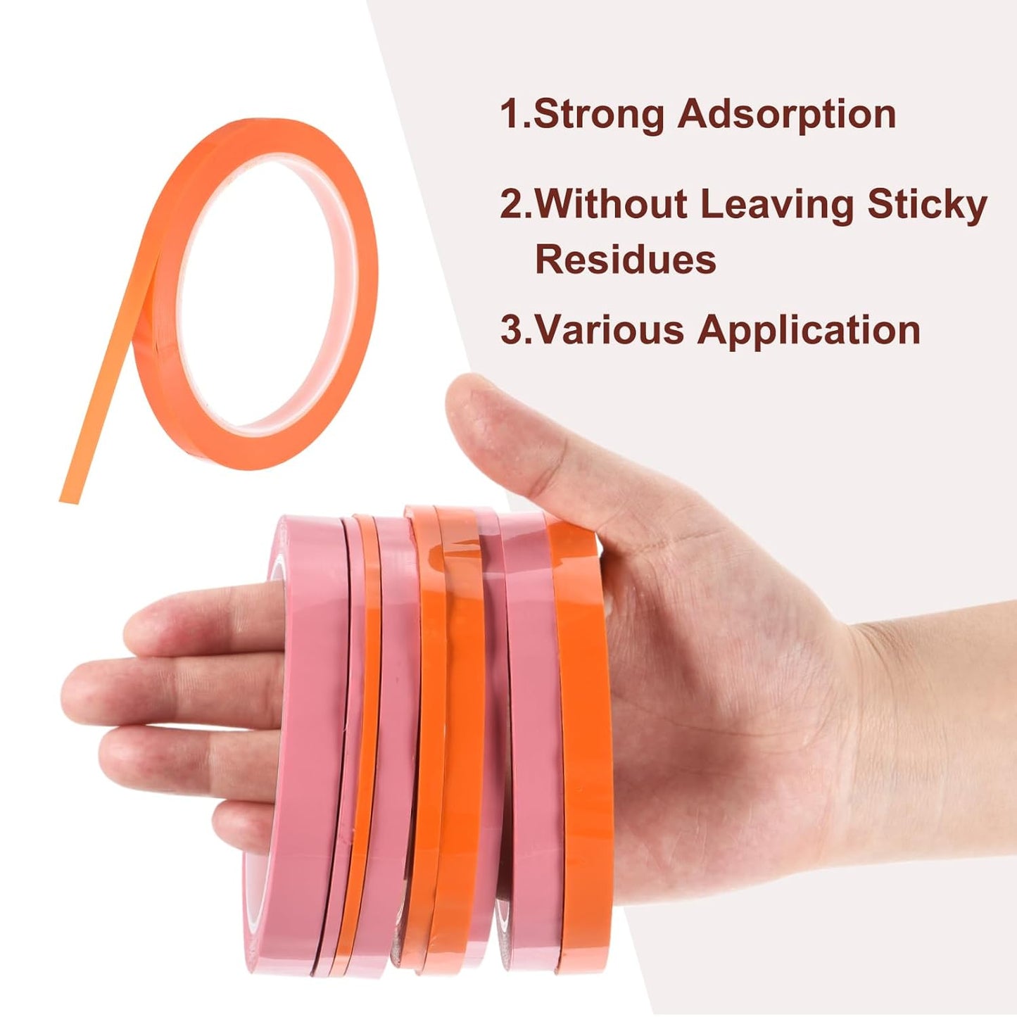 MECCANIXITY 10 Rolls Whiteboard Tape Graphic Chart Tape 8mm 54.7 Yard Art Tape Thin Self-Adhesive Pinstripe Tape Masking Tape for Gift Wrapping Craft Supplies, Orange