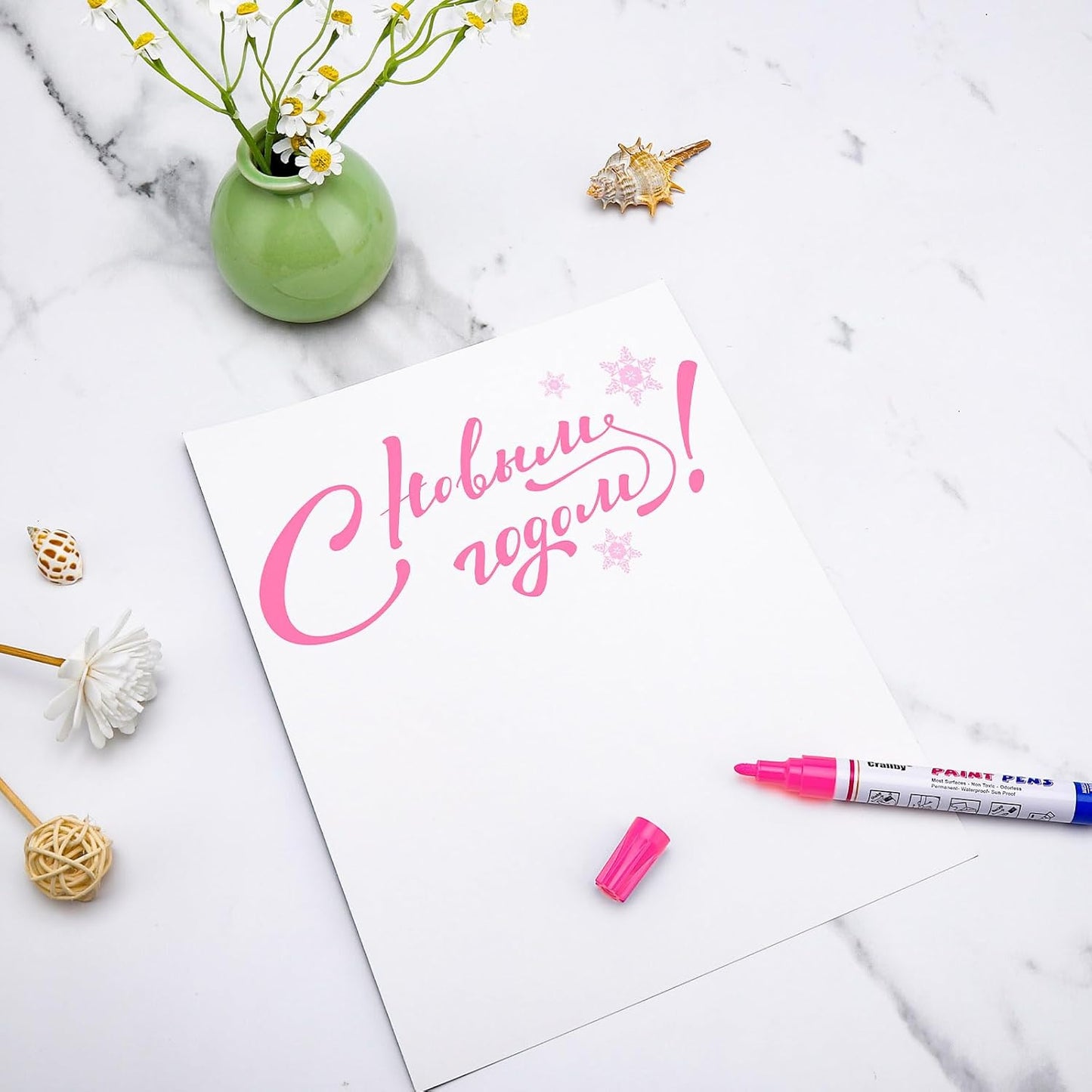 Pink Paint Markers, 5 Pack Oil-Based Waterproof Quick Dry Permanent Paint Pen Set for Rocks Painting, Wood, Fabric, Plastic, Canvas, Glass, Mugs, Metal, Tire, Stone, DIY Craft