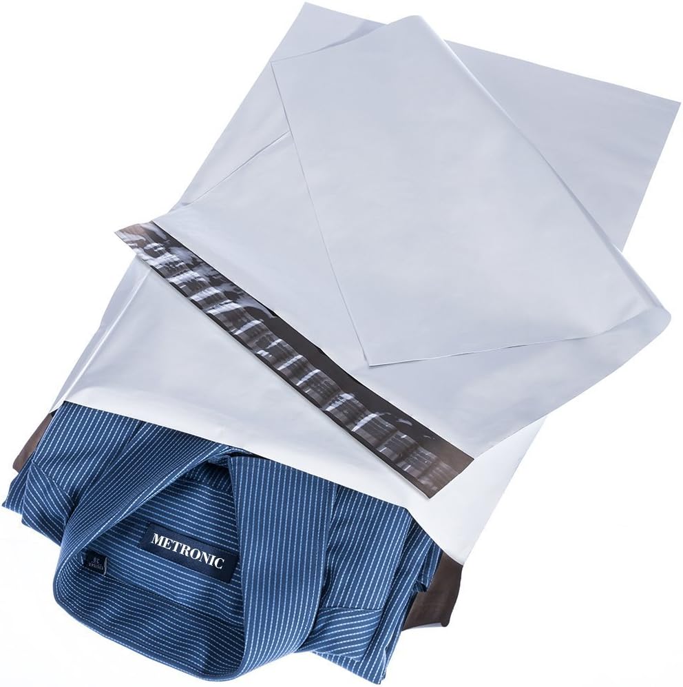 Metronic Poly Mailers 12x15.5 100 Pcs, Medium Shipping Bags for Clothing, Waterproof Mailers Poly Bags for Small Business, Shipping Envelopes Mailing Bag Package Bags Bulk in White
