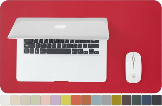 Leather Desk Mat - Small Non-Slip PU Desk Pad for Office and Home - Desk Organization and Accessories - Ideal for Large Mouse Pad and Small Desk Mats on Top of Desks (Rose Red,23.6"x 13.8")