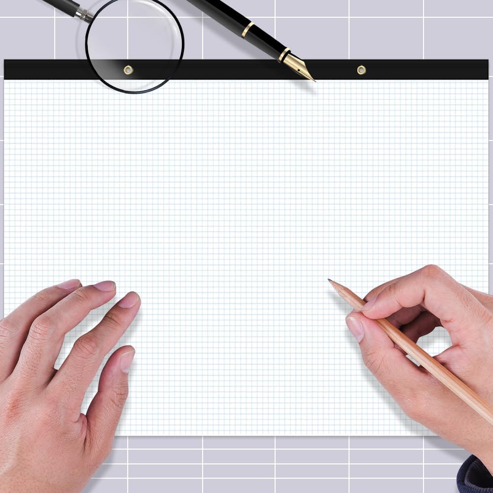 Yaridar (2-Pack) Large Engineering Graph Paper - 22" x 17" Grid Paper Notepad, 4"x4" Blue Grid 100 Sheets/200 Pages Paper for Engineer Architect Designer Mathematician Draftsman