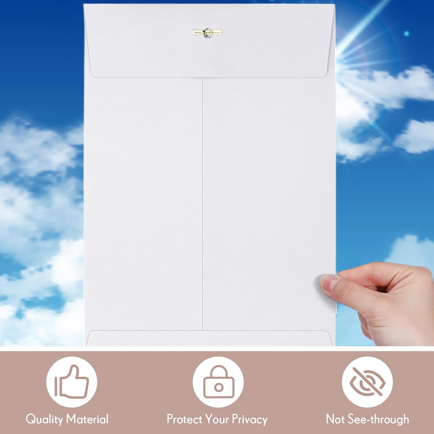 Teling 50 Pcs Manilla Envelopes Clasp Kraft Catalog with Closure for Storing Mailing 28 lb Kraft Envelope Paper for Office Document School Business Home(White,9 * 12)