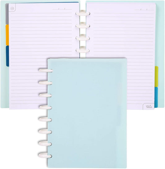 Talia Discbound Notebooks, Planner, Customizable, (Summer Blue, Junior (5.5in x 8.5in))