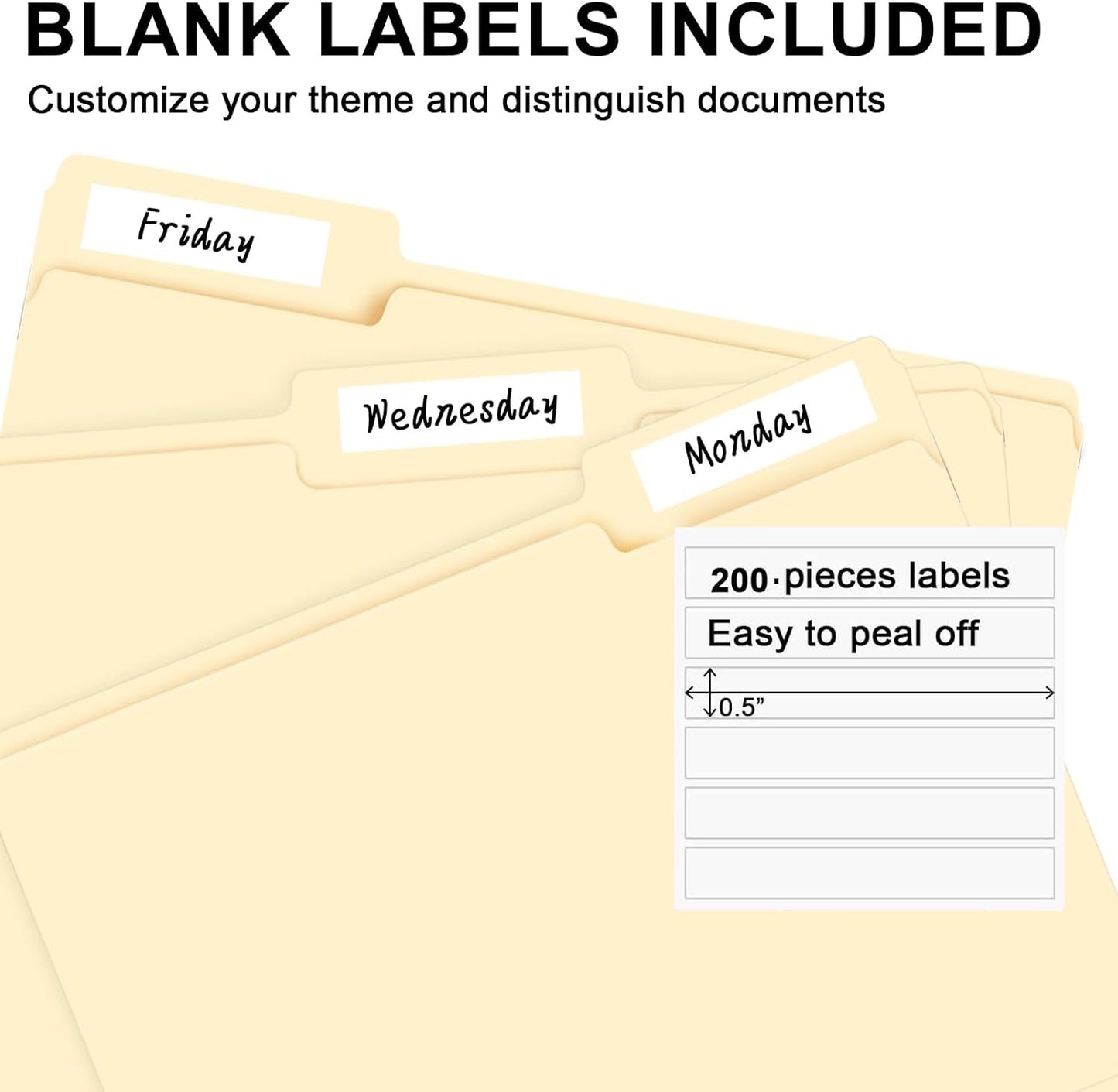 File Folder, RAZCC 200 Pack 1/3 Cut Tab File Folders Letter Size, Manila Folders, Folders with Tab, Great for Organizing and Easy File Storage