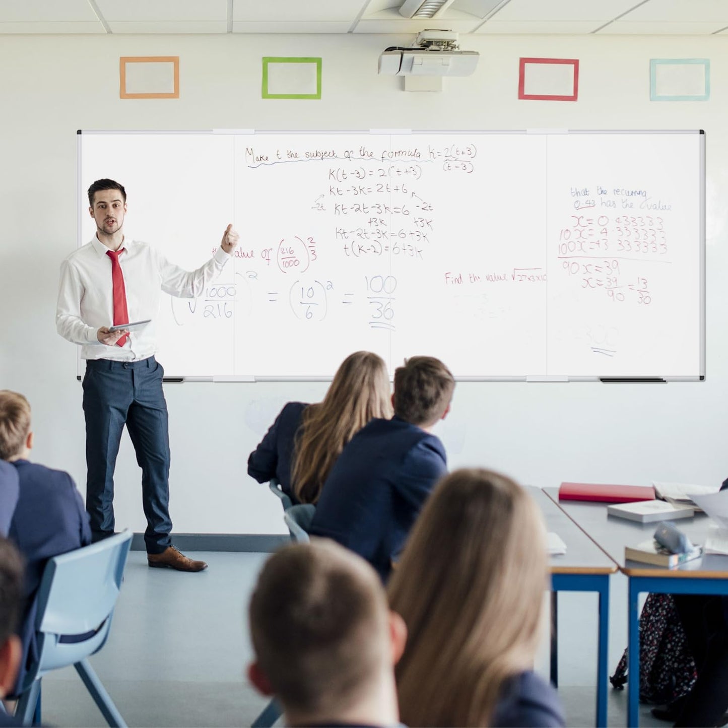 VIZ-PRO Magnetic Dry Erase Board, 120 X 48 Inches, Foldable Wall-Mounted Whiteboard with Silver Aluminum Frame & Marker Tray for School Office and Home 10' X 4'
