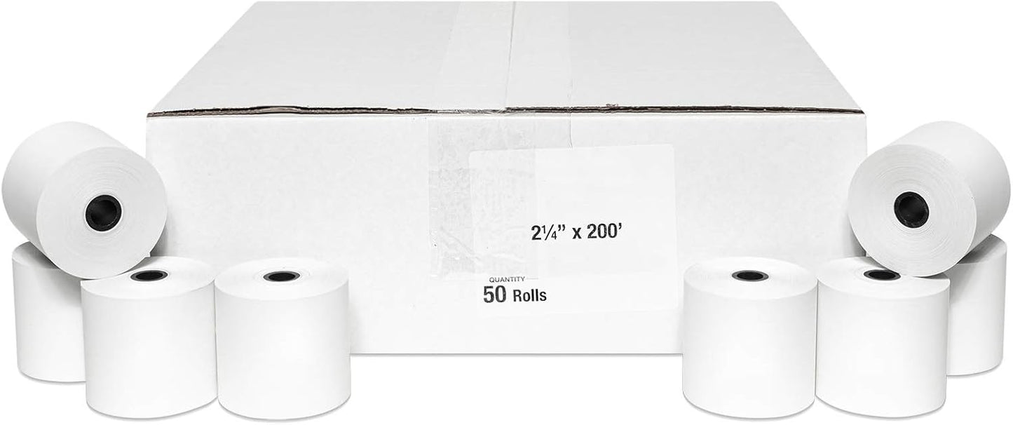 50 Rolls of 2 1/4 x 200 Thermal Paper Rolls for CBM 262, CBM 291, ER-A450T, UP-700, XE-A201, XE-A202
