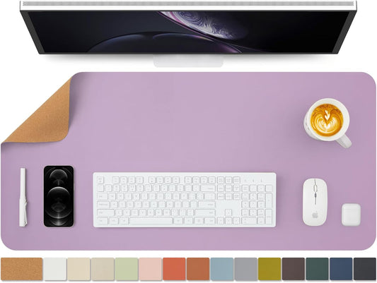 Cork Purple Desk Mat - Dual-Sided Desk Pad for Office and Home - Desk Organization and Accessories - Ideal for Large Mouse Pad and Desk Mats on Top of Desks(36"x 17")