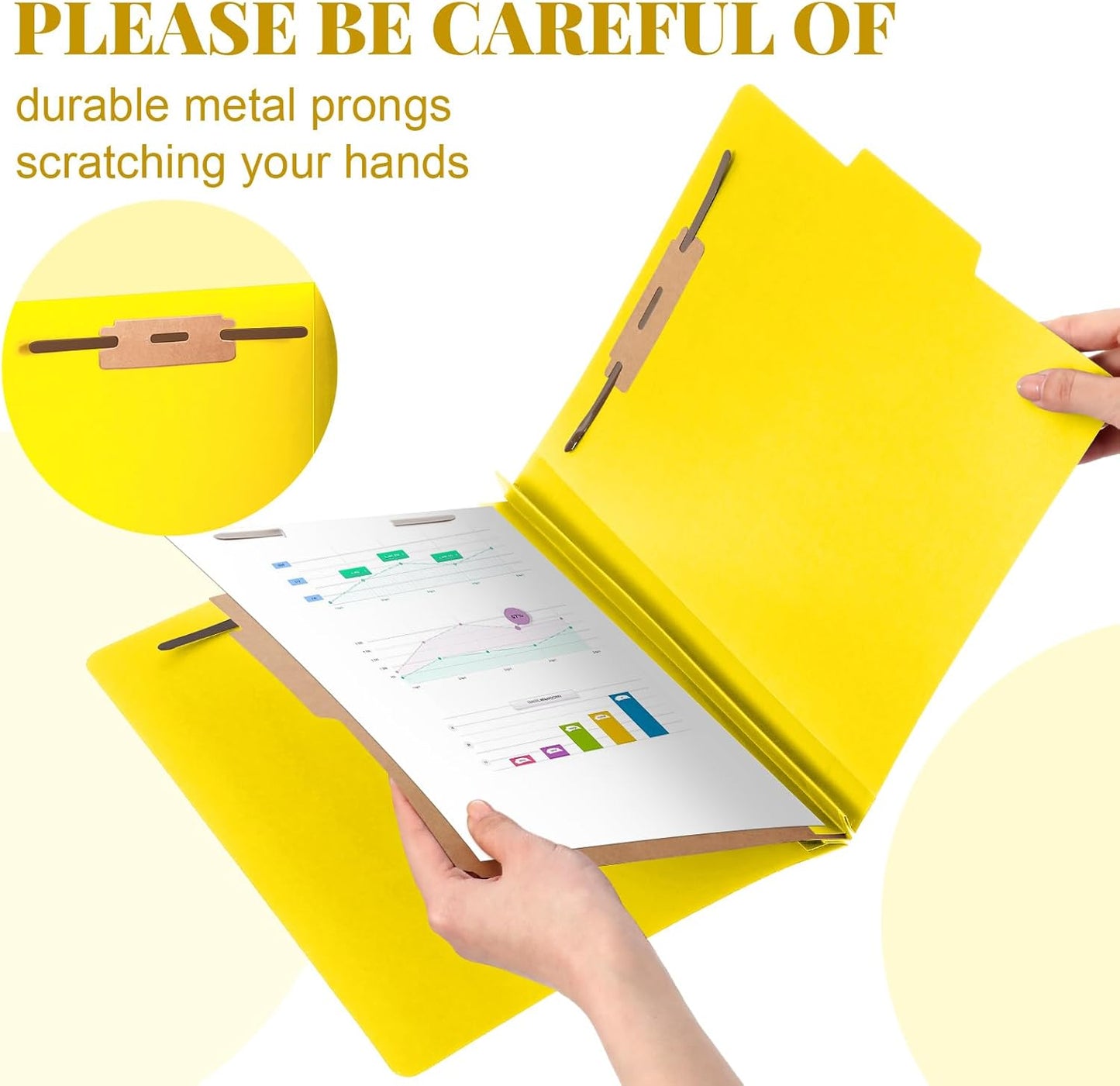 36 Pcs Classification Folders Letter Size, 1 Divider Pressboard File Folder with Fasteners, Expanding File Organizer Bulk for Teachers, Clergy, Office, Church, Christmas Donations (Yellow)