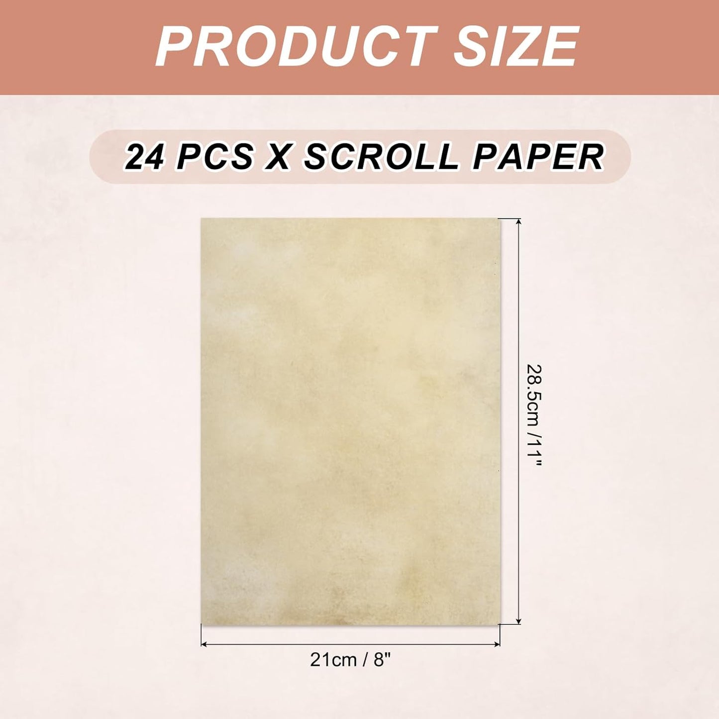 MECCANIXITY 24 Sheets Vintage Cotton Paper Printer Edge Paper Thick 120 GSM, Classic for Letter Writing, Invitations, Wedding-8 x 11 Inch,Earthy Yellow