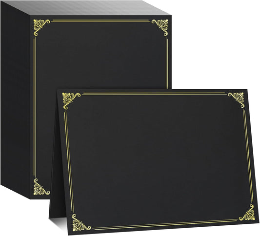 Ndsox 50 Packs Black Certificate Holders, Graduation Diploma Holders, 350GSM, Diploma Covers with Gold Foil Border for Letter Size 8.5" x 11" Award Certificate Paper, Cardstocks and Documents
