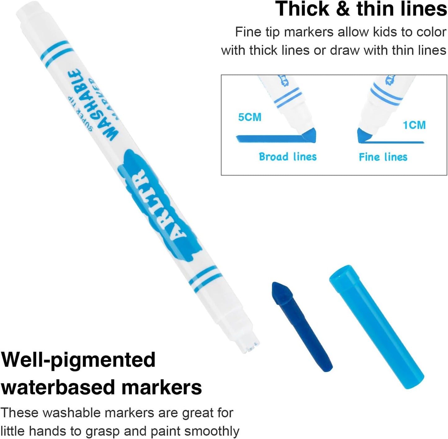 Washable Markers Bulk, Bulk Pack of 320 in 16 Vibrant Colors with Super Tip - Perfect for Kids' Classrooms & Teachers