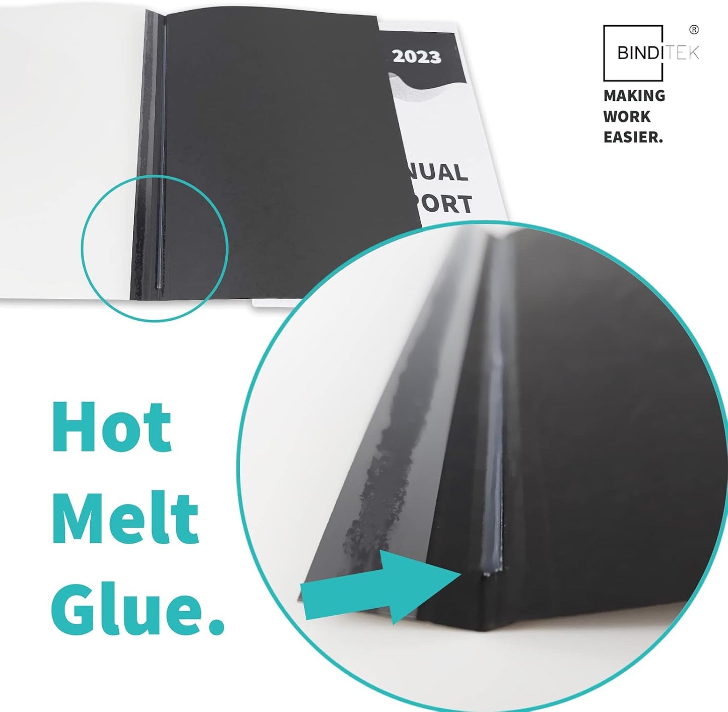 Binditek 10 Pack Thermal Binding Presentation Covers, 1/8 Inch Spine, Holds 30 Sheets, Ultra Clear Front Cover, Black Paper Back Cover, Letter Size, for Students and Coworkers