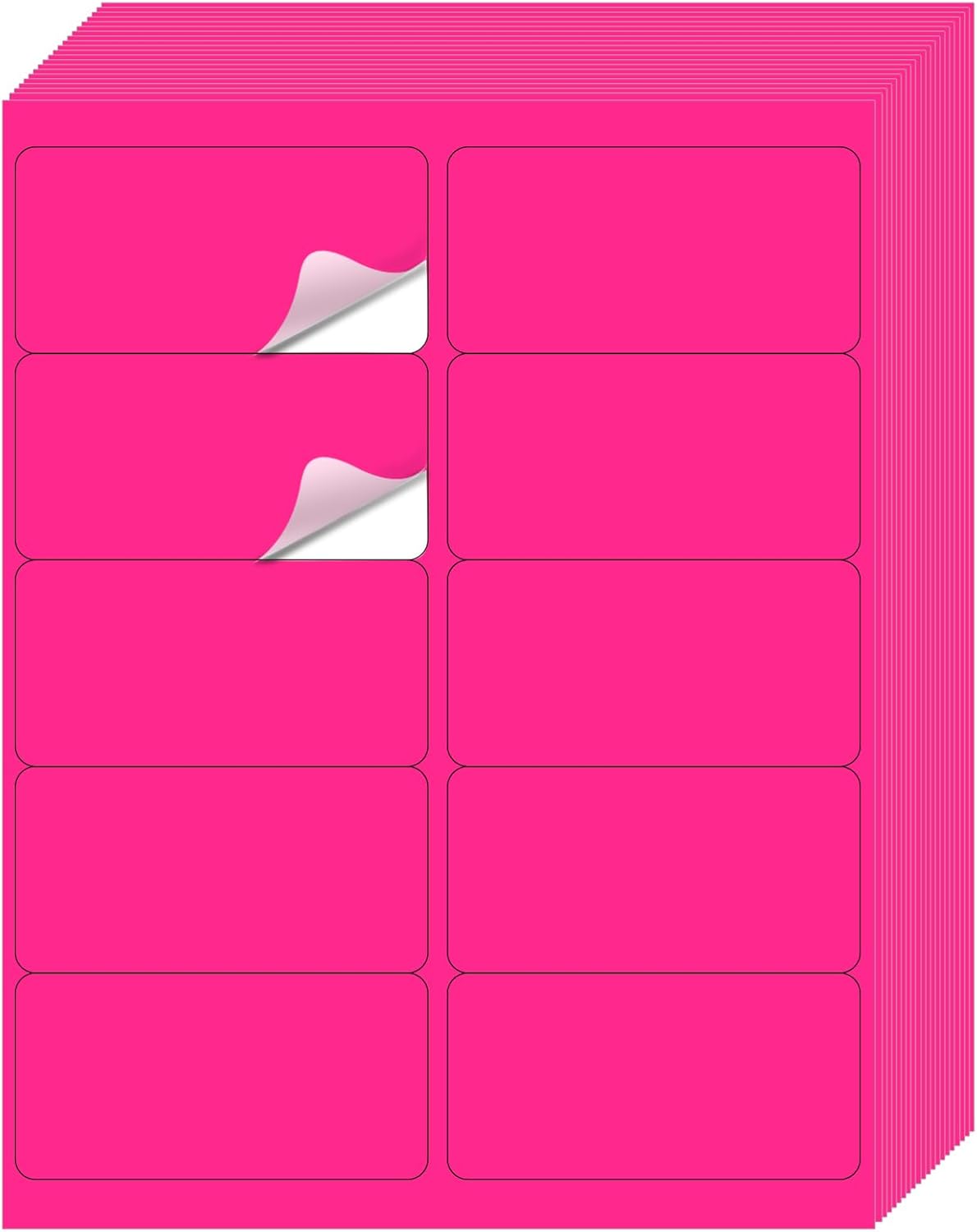 Shipping Labels Stickers, 2"×4" Printable Mailing Label for Laser/Inkjet Printing- Matte, Permanent Adhesive Labels Stickers (Fluorescent Pink)