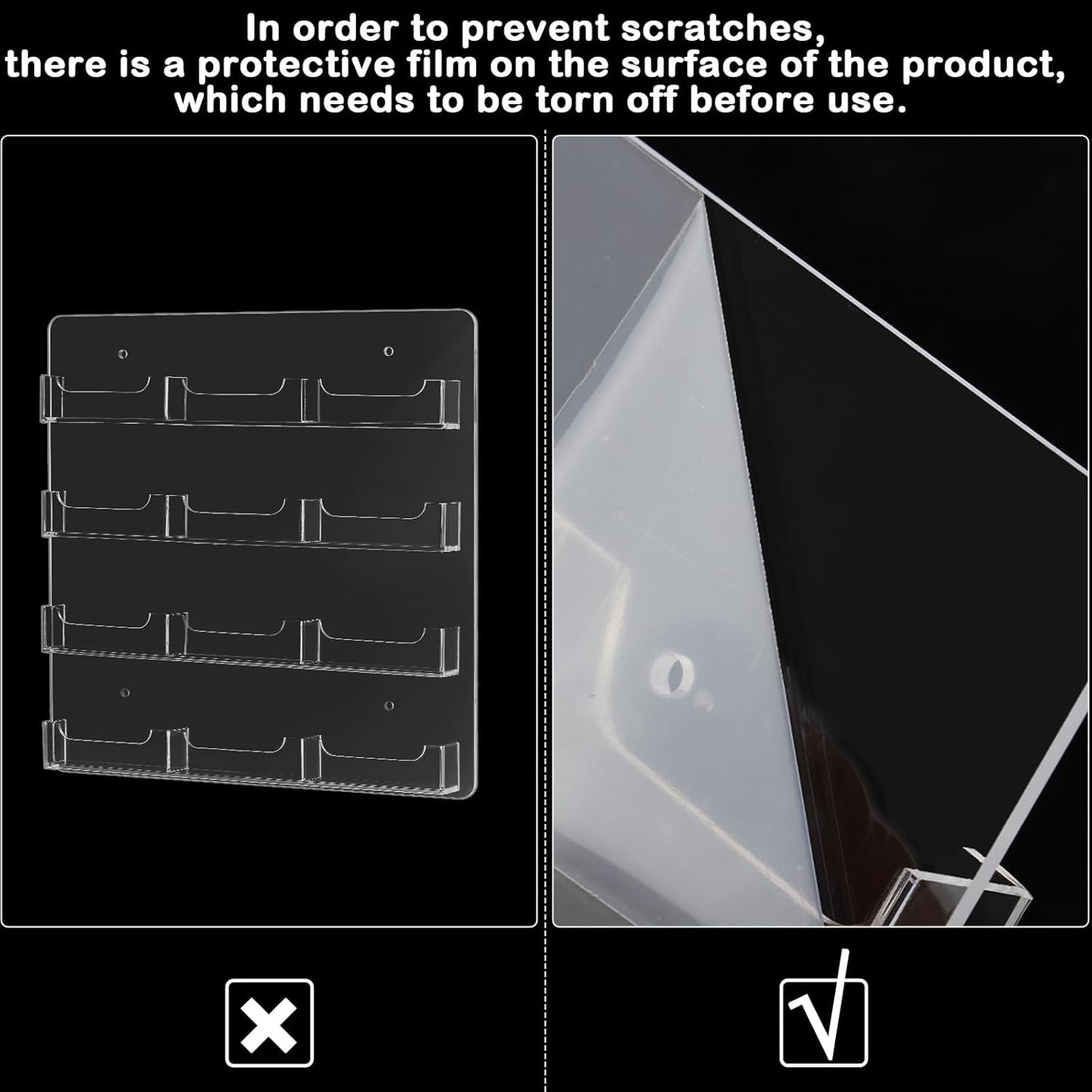Hillban Acrylic Business Card Holder Wall Mount Clear Sticker Display Rack Multiple Card Holders Clear Acrylic Organizing Sticker Display Stand Pre Drilled(12 Pockets)