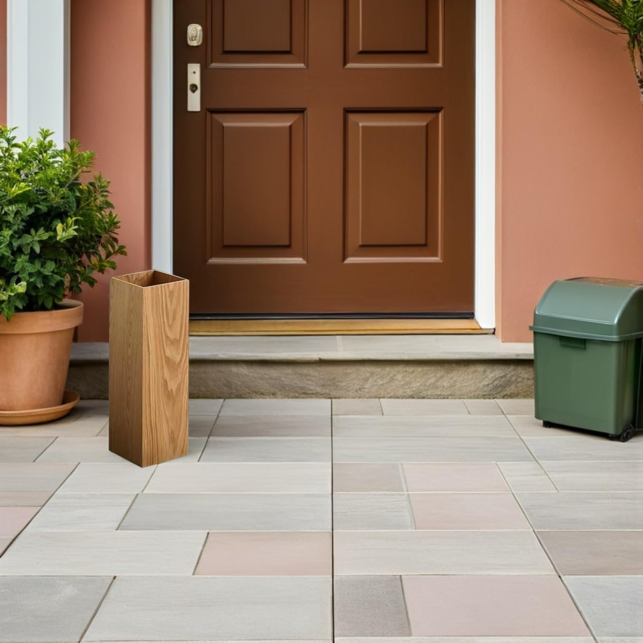 DOITOOL Wooden Umbrella Stand Holder for Entryway Umbrella Storage Rack Freestanding Bucket Organizer for Home Office and Hotel Use for Rain and Folding Umbrellas