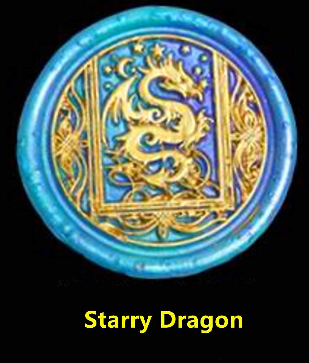 Starry Dragon Wax Seal Stamp With Removable Brass Head Wooden Handle - Retro Vintage Animal Sealing for Letter Cards Invitations