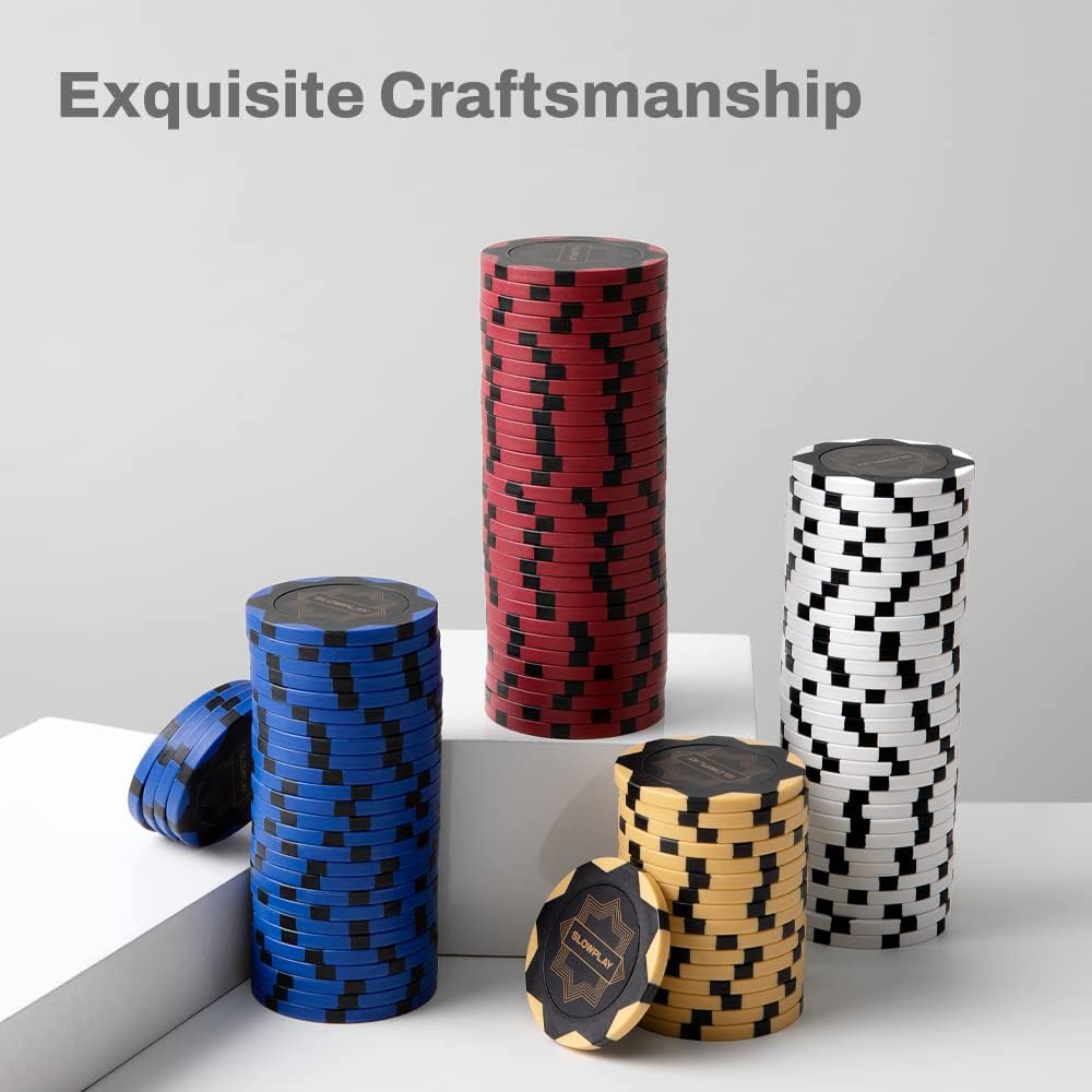 SLOWPLAY Nash Clay Poker Chips, 14 Grams Heavyweight Clay Composite, 40mm Large Chips in Bulk, Pack of 50 in Purple Without Denomination