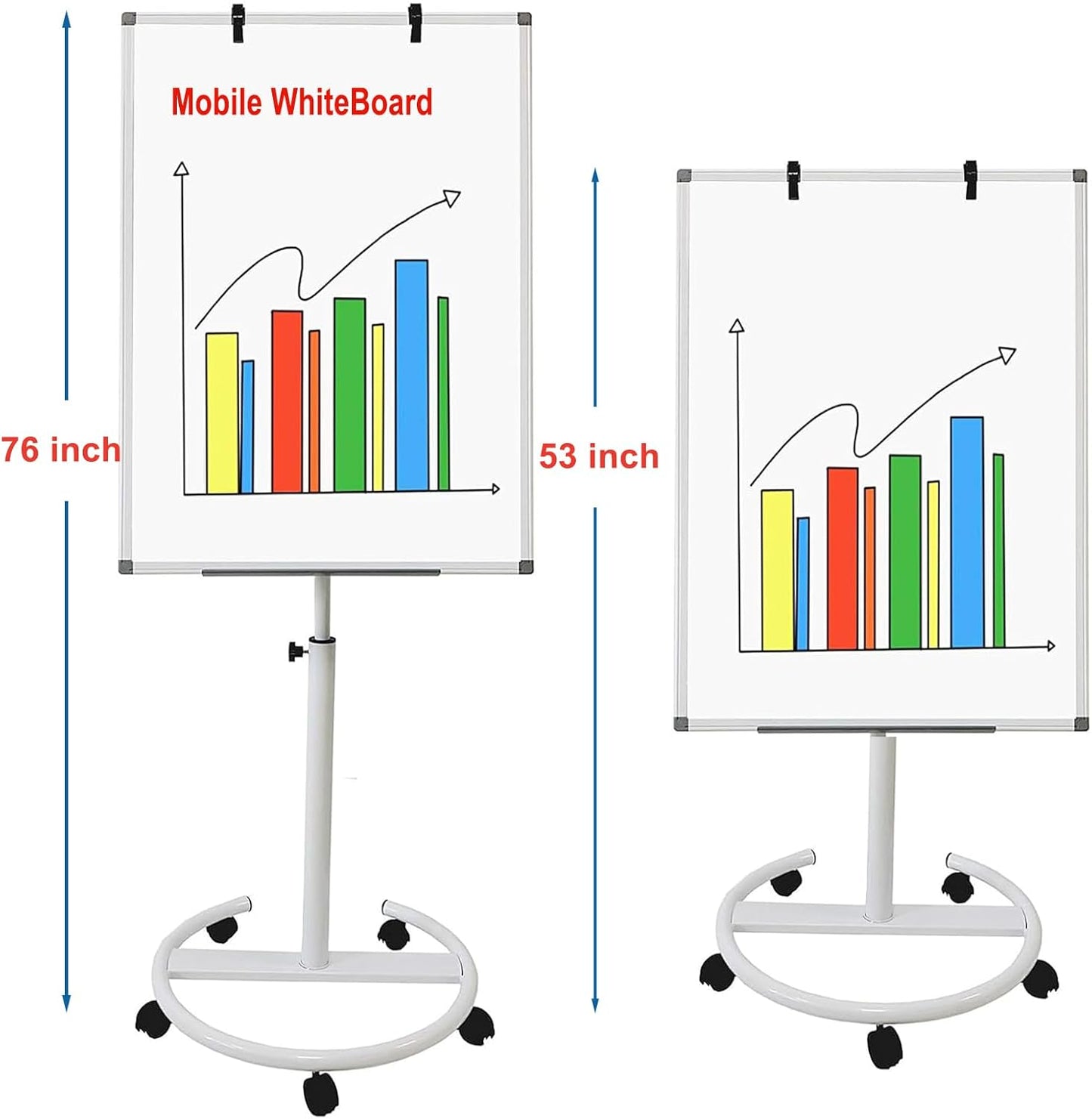 Mobile Easel Whiteboard 40x28 Inches – Adjustable Height Rolling Whiteboard on Wheels, Magnetic Portable Dry Erase Board Stand Easel White Board Flipchart Easel Board with Paper Pad