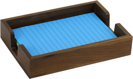 Buqoo 4x6 Notepad Holder Dispenser, Walnut Wood Sticky Notes Memo Pad Holder Dispenser Desk Supplies Organizer Accessories for Office Home Schools