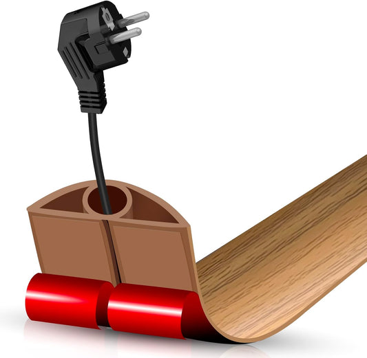 Floor Cord Cover Self Adhesive Cord Hider,3.3FT Cable Management, Extension Strip Protector for Wires, Prevent Cable Trips for Offices, Gyms, Exhibitions Cavity:0.3"(W) x 0.28"(H) Brown Wood