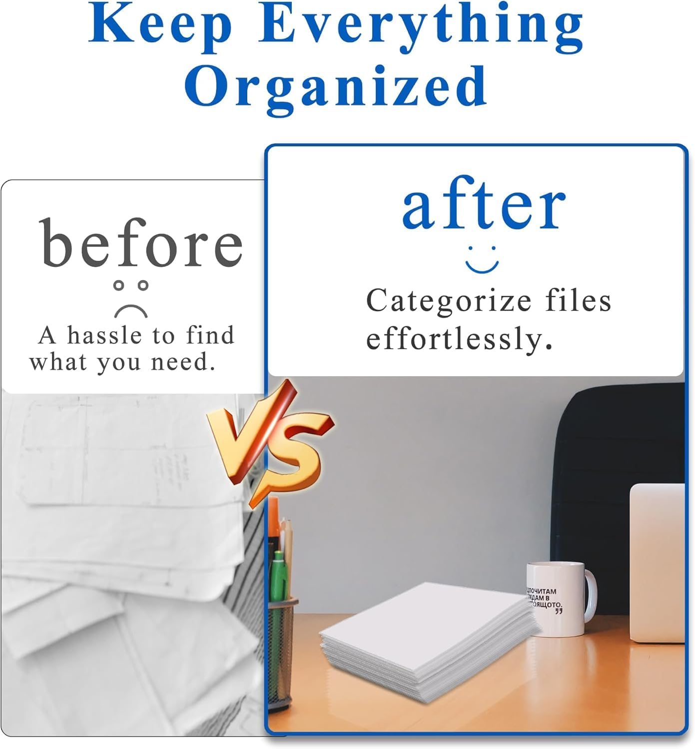 Zzrywuty 100 Packs Two Pocket File Folders with Business Card Slot,Textured Paper,Letter Size,Holds 100 Sheets for School,Office,Business,White