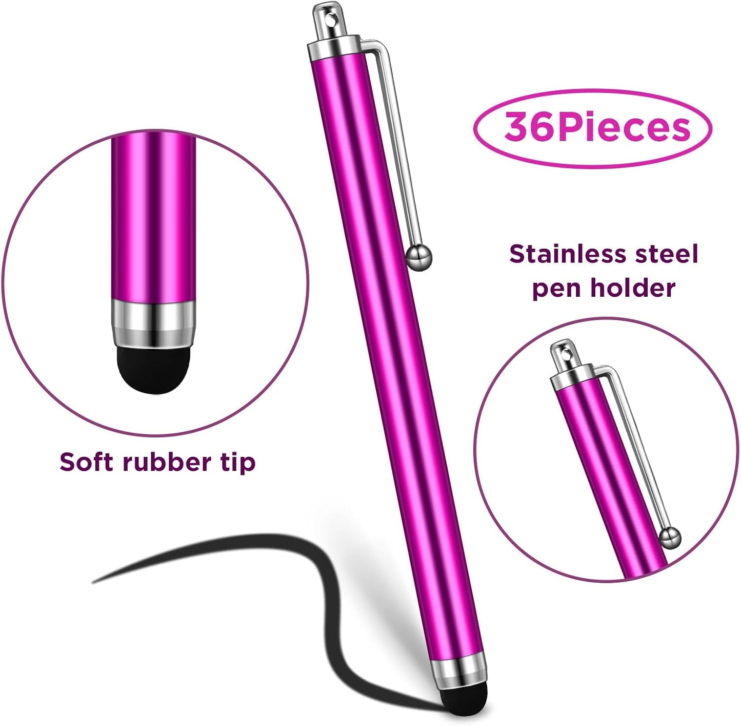 Outus 36 Pcs Stylus Pen for Universal Capacitive Touch Screens Devices, Stylus Pen Compatible with Tablet for Classroom Travel Olders Friendly(Purple)