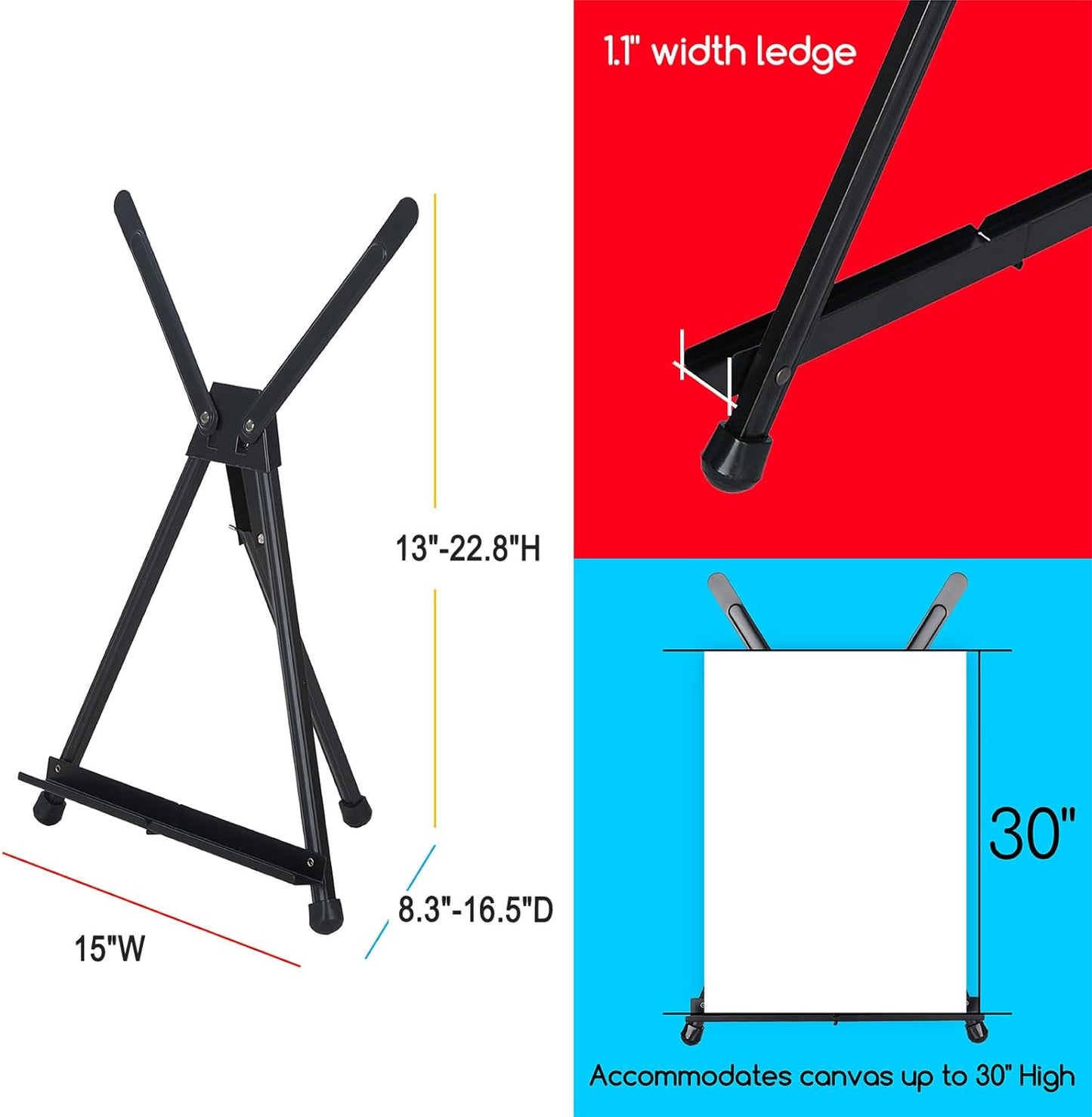 MEEDEN 10 Pcs Artist Tabletop Display Easel, Aluminum Tripod Easel for Painting, Collapsible Folding Frame Easel, Portable Lightweight Table Top Easel Stand, Hold Canvas Up to 24" x 30"