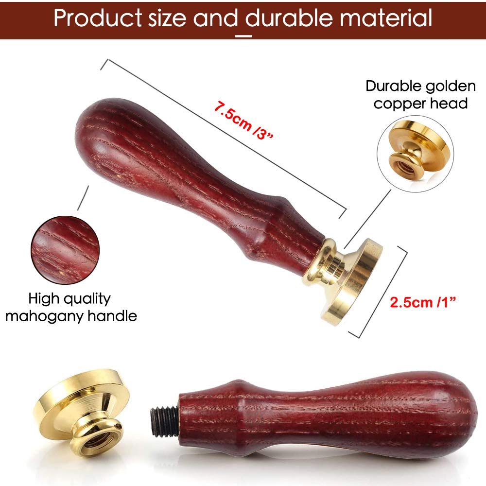 Wax Seal Stamp Gift Box Set, 6 Pcs Blessing Series Seals Copper, Wooden Hilt, Kit for Cards Envelopes, Gift Packaging