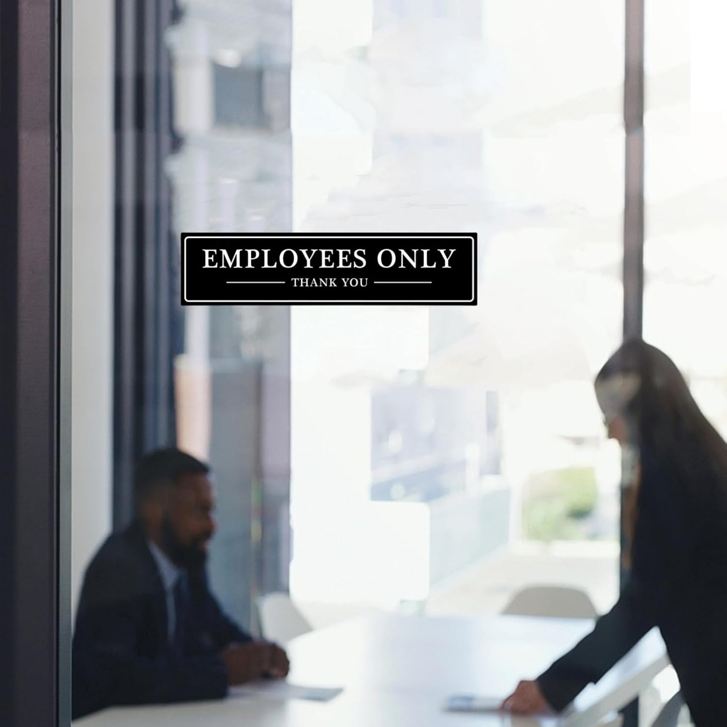 SINYUDUN 2 Pack Acrylic Employees Only Sign for Door or Wall, with Double Sided Tape, for Office, Business Door, Store, Restroom (Black, 2.1 x 8 Inch)