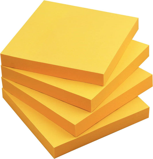 Sticky Notes 3x3 Self-Stick Notes Bright Colors Sticky Notes 4 Pads 100 Sheets/Pad (Orange)