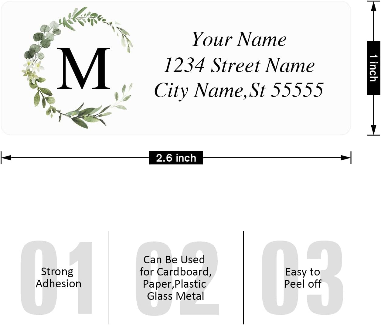 Custom Address Labels - Personalized Address Labels with Strong Adhesion, Can Be Used for Cardboard, Paper, Plastic, Glass, Metal (2.6x1 Inch, Set of 280)