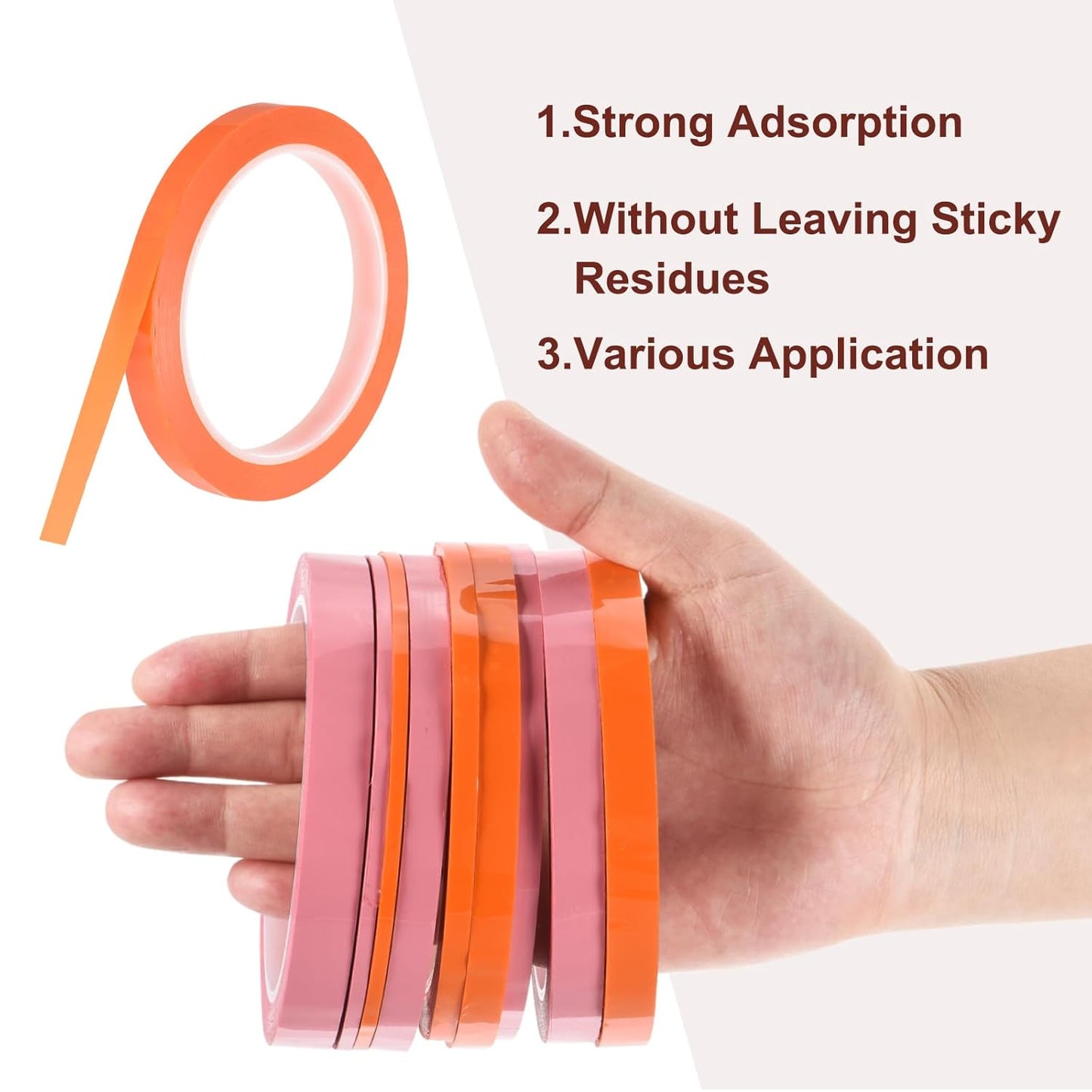 MECCANIXITY 10 Rolls Whiteboard Tape Graphic Chart Tape 10mm 54.7 Yard Art Tape Thin Self-Adhesive Pinstripe Tape Masking Tape for Gift Wrapping Craft Supplies, Orange