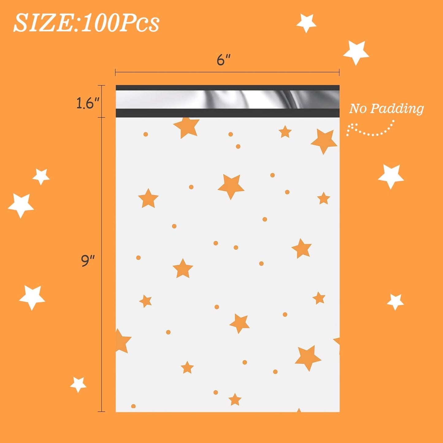 Thank You Poly Mailers 6x9 Inch 100 Pcs - Pentagram printed Shipping Bags, 2.4mil Thickness, Waterproof and Tear Resistant Mailing Envelopes, Self-Sealing Packaging Bags for Small Business