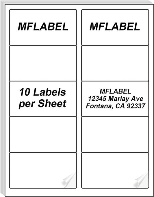 MFLABEL 2x4 Shipping Address Labels, 10-UP, 10000 Count, 1000 Sheets for Printer, Internet Mailing, FBA Stickers, 2" x 4" for Laser/Inkjet Printer