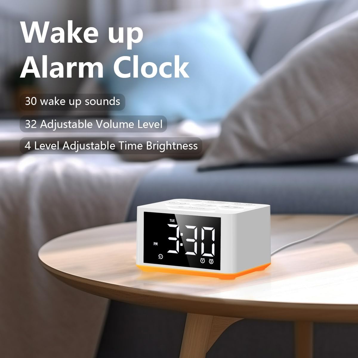 【3 in 1】 Small Sound Machine Alarm Clock Night Light White Noise Machine 27 Sleeping Sounds for Adults Kids Precise 32 Level Volume Sleep Timer Memory Function Digital Clock with 30 Wake Up Sounds
