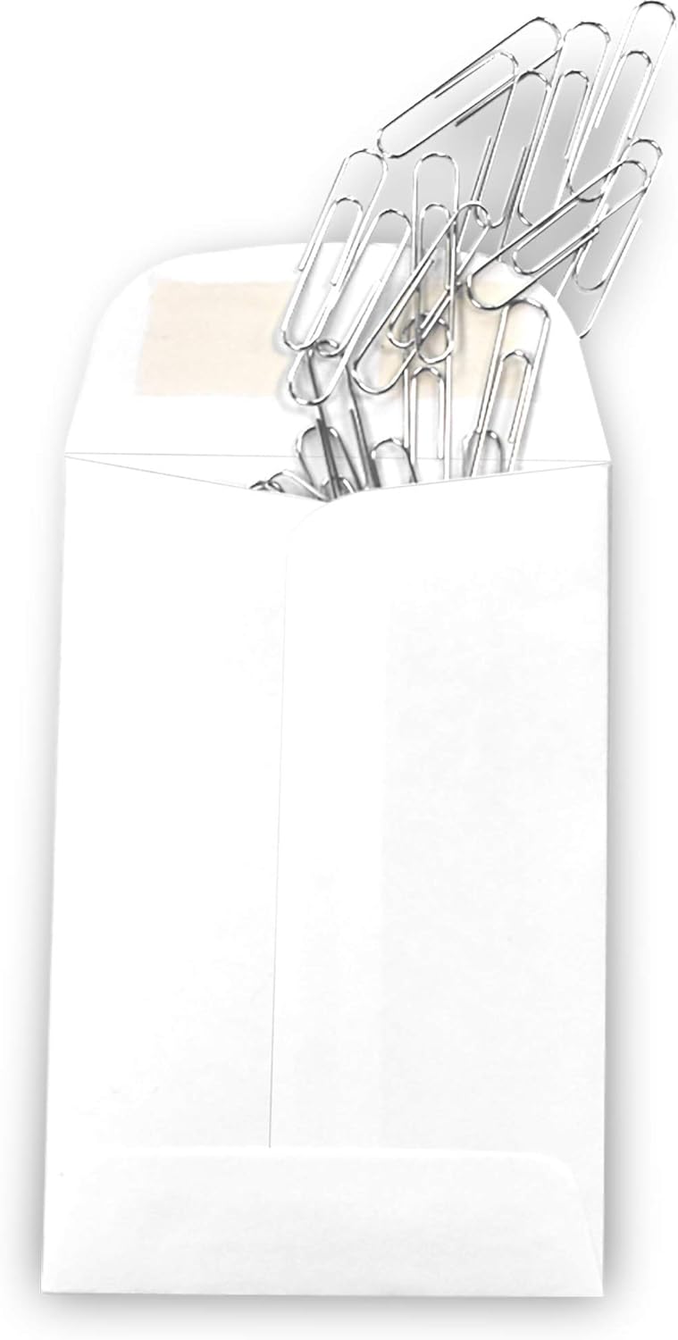 500 Guardian #4 Paper Coin Envelopes - Blank Small Envelopes for Coins, Receipts, Stamps, Small Parts Storage, & More – 3" x 4-1/2" Cash Envelopes – Gummed Flap Gift Card Holder Envelopes